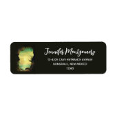 熱帯海を見下ろす洞窟の風光明媚な写真 ラベル (正面)