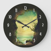 熱帯海を見下ろす洞窟の風光明媚な写真 ラージ壁時計 (正面)
