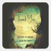 熱帯海を見下ろす洞窟イベントありがとう スクエアシール (正面)