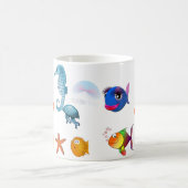 熱帯海カラフルおもしろい海洋生物の子供 モーフィングマグカップ (中央)