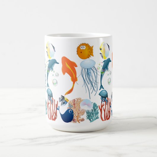 熱帯海カラフル魚の海洋生物おもしろい モーフィングマグカップ (中央)