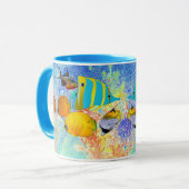 熱帯海カラフル魚コーラルリーフブルー海 マグカップ (正面左)