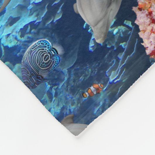 熱帯海グレードルフィンコーラルリーフ フリースブランケット (角)
