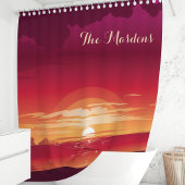 熱帯海サンセットモノグラム シャワーカーテン