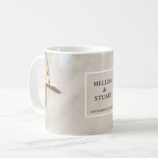 熱帯海サンドヒトデ夏ビーチ結婚式 コーヒーマグカップ (正面左)