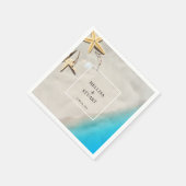 熱帯海サンドヒトデ夏ビーチ結婚式 スタンダードカクテルナプキン (角)