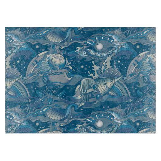 熱帯海パターン カッティングボード (正面)