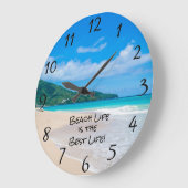 熱帯海ビュービーチライフウェーブ ラージ壁時計 (傾斜)