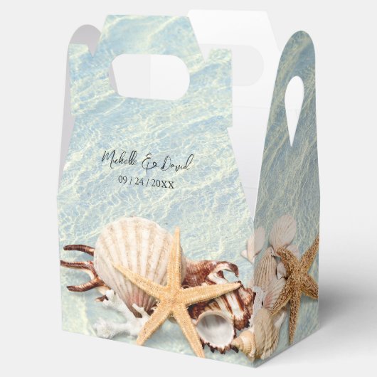 熱帯海ビーチシーセル結婚式の引き出物ボックス フェイバーボックス (オープン)