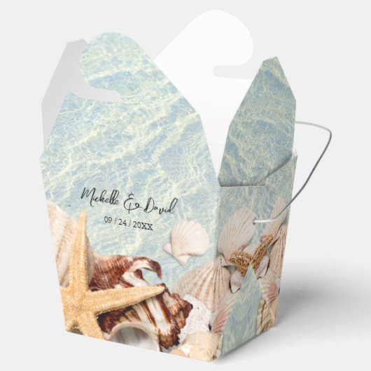 熱帯海ビーチシーセル結婚式の引き出物ボックス フェイバーボックス (オープン)