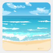 熱帯海ビーチシーン海岸景観 スクエアシール (正面)