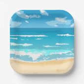 熱帯海ビーチシーン海岸景観 ペーパープレート (正面)