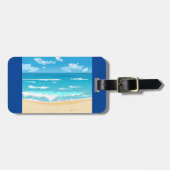 熱帯海ビーチシーン海岸景観 ラゲッジタグ (正面横)