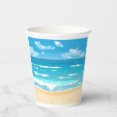 熱帯海ビーチシーン海岸景観 紙コップ (正面)