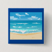 熱帯海ビーチシーン海岸景観 缶バッジ (正面)