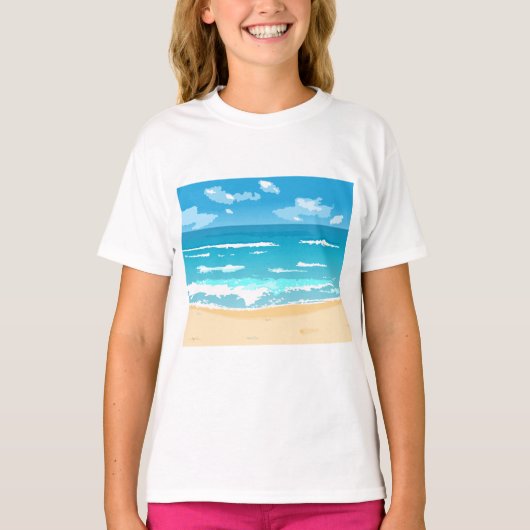 熱帯海ビーチシーン海岸景観 Tシャツ (正面)