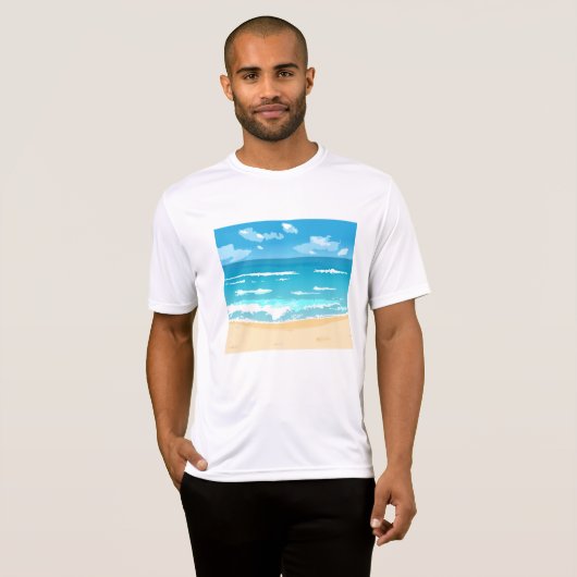 熱帯海ビーチシーン海岸景観 Tシャツ (正面フル)