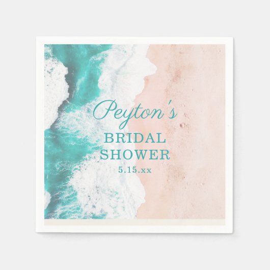 熱帯海ビーチターコイズタンブライダルシャワー スタンダードカクテルナプキン (正面)