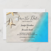 熱帯海ビーチ結婚式保存日 招待状 (正面)