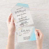 熱帯海ビーチ結婚式 オールインワン招待状 (貼ってはがせる)