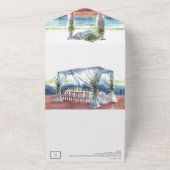 熱帯海ビーチ 図解入りの、写真付きの結婚| オールインワン招待状 (外側)