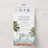 熱帯海ビーチ 図解入りの、写真付きの結婚| オールインワン招待状 (内側)