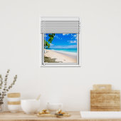 熱帯海フェイクビューウィンドウ ポスター (キッチン)