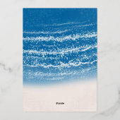 熱帯海ブルーハネムーンカップルのシャワーシルバー 箔招待状 (裏面)