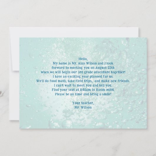 熱帯海歓迎の学生メッセージカード 招待状 (裏面)