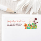 熱帯海波ハイビスカスヤシの木のアドレス ラベル (インサイチュ)