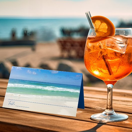 熱帯海波写真撮影ビーチサマー結婚ズ プレイスカード