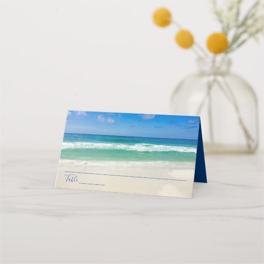 熱帯海波写真撮影ビーチサマー結婚ズ プレイスカード (正面)