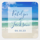 熱帯海波撮影ビーチ結婚式 スクエアシール (正面)