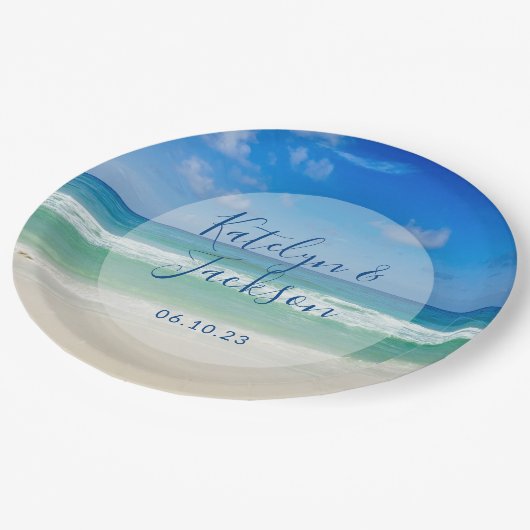 熱帯海波撮影ビーチ結婚式 ペーパープレート (アングル)