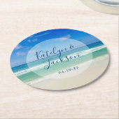 熱帯海波撮影ビーチ結婚式 ラウンドペーパーコースター (アングル)