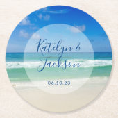 熱帯海波撮影ビーチ結婚式 ラウンドペーパーコースター (正面)