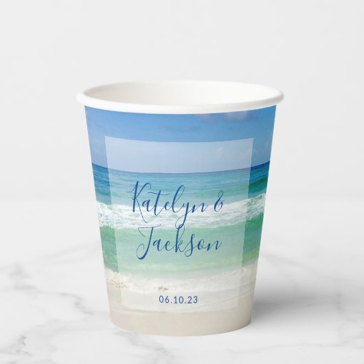 熱帯海波撮影ビーチ結婚式 紙コップ (正面)