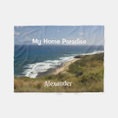 熱帯海海ビーチ自然 フリースブランケット (正面(横))