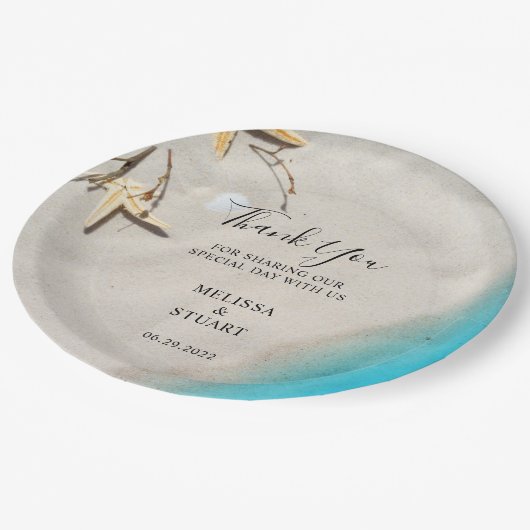熱帯海砂ヒトデビーチサンキュー結婚ズ ペーパープレート (アングル)