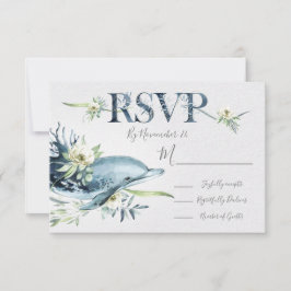 熱帯海結婚イルカ反応カードRSVP 出欠カード