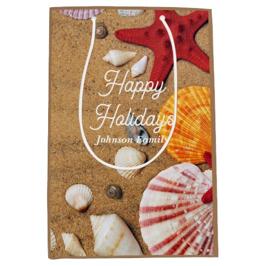 熱帯海航海の沿岸の夏休み ミディアムペーパーバッグ (正面)