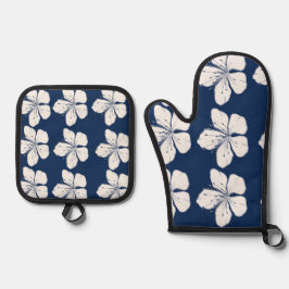 熱帯海軍の青と白 鍋つかみ&鍋敷きセット