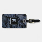 熱帯海軍ブルーパームのモノグラムモダンはっきりした ラゲッジタグ (正面横)