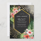 熱帯海辺の夜のダークウォーターの色の誕生日 招待状 (正面)