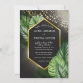 熱帯海辺の夜の暗い結婚水色 招待状 (正面)