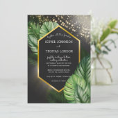 熱帯海辺の夜の暗い結婚水色 招待状 (スタンド正面)