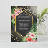 熱帯海辺の夜の暗い結婚水色 招待状 (スタンド正面)