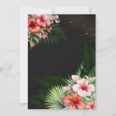 熱帯海辺の夜の暗い結婚水色 招待状 (裏面)