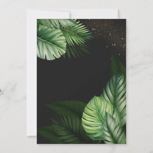 熱帯海辺の夜の暗い誕生日 招待状 (裏面)