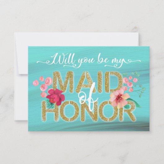 熱帯海金ゴールド私のメイド・オブ・オーナー（花嫁付き添い人） 招待状 (正面)